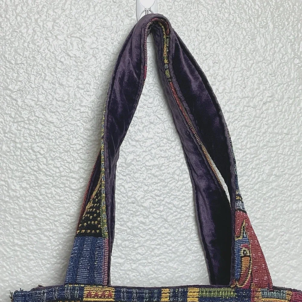 Laurel Burch Tapestry Cats Dogs Sequins Shoulder Bag‎ Purse Tote